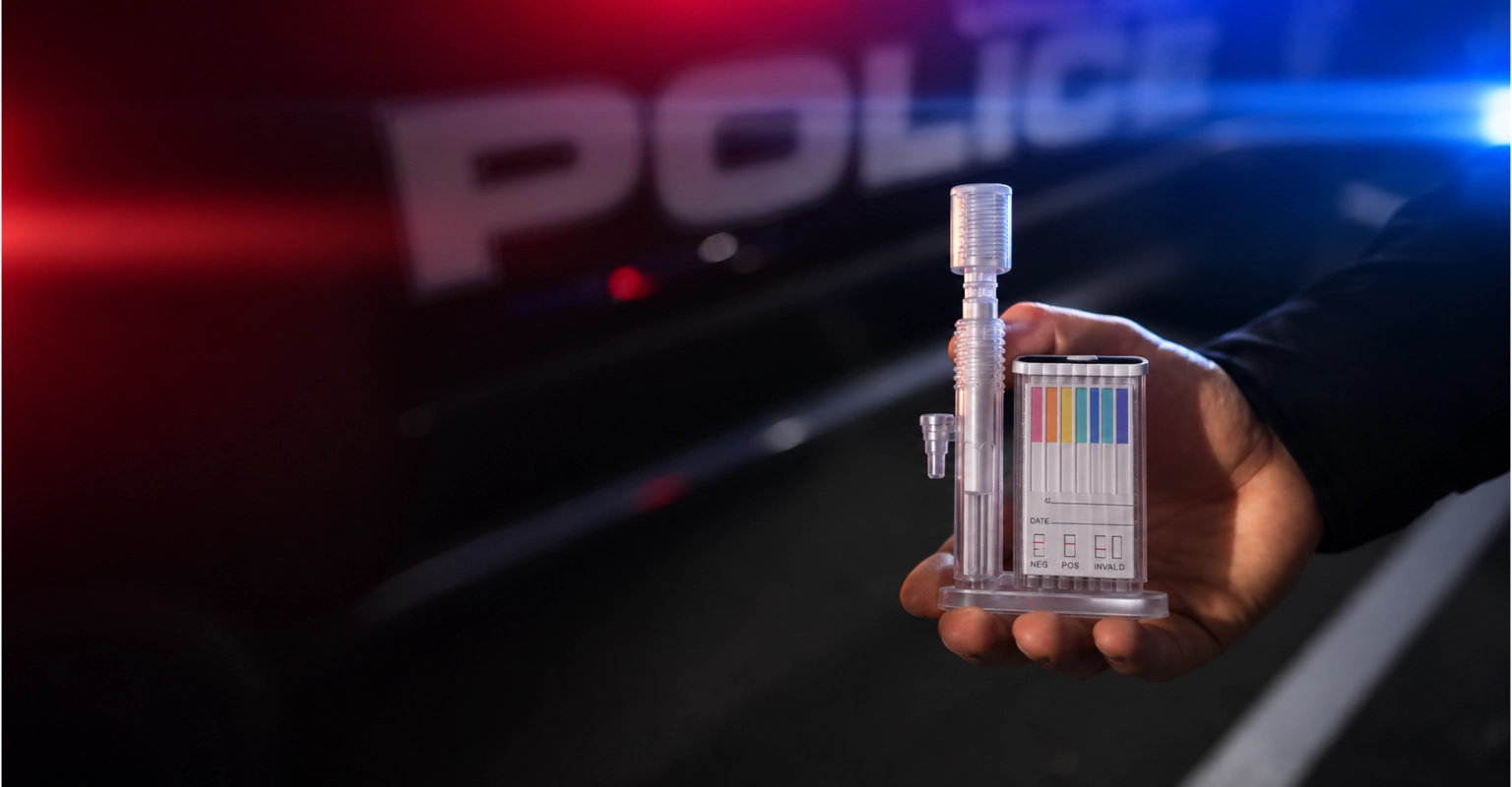 Law enforcement officer holding OraPlex for a supervision program